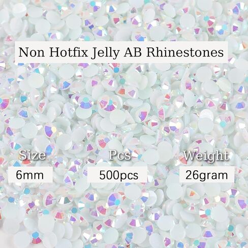 500 قطعة 6 مم 26 جرام من حجر الراين الجيلي AB اللون غير الإصلاح اللامع من حجر الراين اللامع للأكواب والزجاجات والأكواب والديكور الحرفي... in Kuwait
