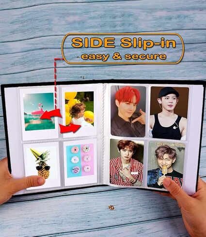 ألبوم صور صغير 208 صورة رأسية - غطاء من الكتان، ألبوم صور متوافق مع بطاقات صور K-pop، Fujifilm Instax Mini Film 7s 8 9 11، Polaroid PIC 300، HP Sprocket، أزرق in Kuwait