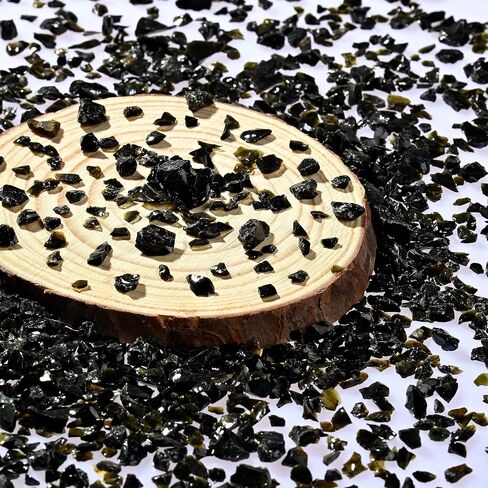 Black Green Blunt Crushed Glass Sprinkles,for Crafts Jewelry Making and DIY Resin Molds Decoration Glass Chips,3-6mm Glitter Colorful Clear Chunky Glass Shards,Broken Glass Crystals Sparkle.(200g) in Saudi Arabia
