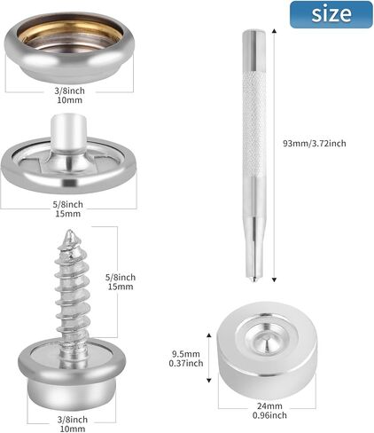 طقم أدوات كبس لولبي ربط 150 قطعة - أزرار من الفولاذ المقاوم للصدأ على قماش البحرية طقم فضي مع 2 قطعة أداة إعداد Erikord in Kuwait