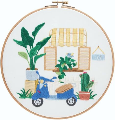 طقم تطريز Kitcroet مكون من 3 قطع طقم تطريز للمبتدئين البالغين، 3 أنماط مختومة مع طوق تطريز واحد وتعليمات، ربيع in Kuwait