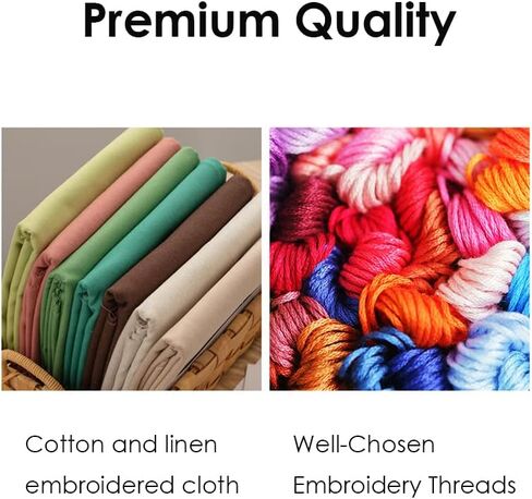 طقم تطريز Kitcroet مكون من 3 قطع طقم تطريز للمبتدئين البالغين، 3 أنماط مختومة مع طوق تطريز واحد وتعليمات، ربيع in Kuwait