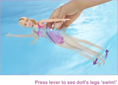 Barbie Dreamhouse Adventures Swim 'n Dive Doll, 11.5-Inch, in Swimwear, with Swimming Feature, Diving Board and Puppy, Gift for 3 to 7 Year Olds in Saudi Arabia