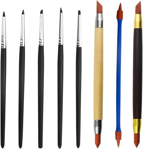 TOVOT 8PCS Rubber Tip Paint Brushes Two-Head Clay Shaper Tools Sculpture Carving Tools for Modeling Craving Shaping in Kuwait
