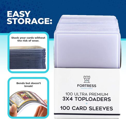 Fortress Trading 3" x 4" Peel Off Clear Regular Top Loaders for Cards Sleeves Basketball Card Protectors Toploader Protectors 100ct Baseball Card Sleeves Trading Card Sleeve Baseball Card Top Loaders in Saudi Arabia