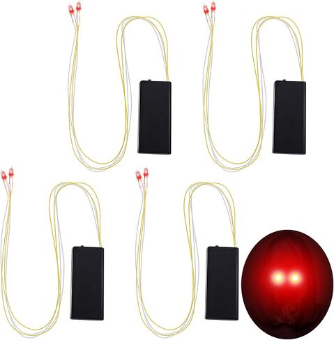 4 Pcs Halloween Glowing LED Light Up Eyes for Mask Cosplay Laser Eyes with Battery Box, Battery Not Included(Red Light) in Saudi Arabia