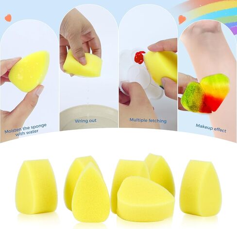 Rcybeo 25 Pcs Face Paint Sponges Petal Face Painting Stencils Oval High Density Face Painting Supplies Brushes Bulk Body Paint Sponge for Kids Adults Makeup Body Paint Art Craft in Kuwait