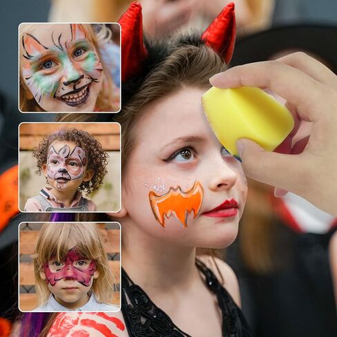 Rcybeo 25 Pcs Face Paint Sponges Petal Face Painting Stencils Oval High Density Face Painting Supplies Brushes Bulk Body Paint Sponge for Kids Adults Makeup Body Paint Art Craft in Kuwait