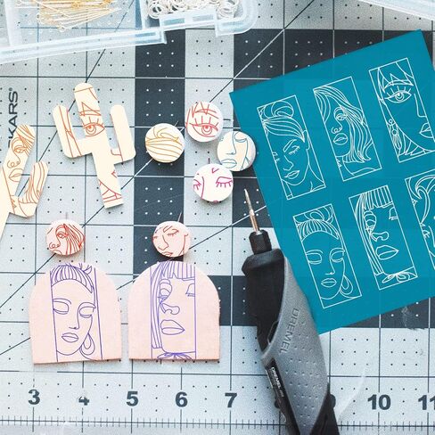 OLYCRAFT Abstract Face Clay Stencil Silk Screen Stencils Silk Screen for Polymer Clay Reusable Mesh Stencils Transfer Washable Home Decor for Polymer Clay Jewelry Making - 5x4 Inch in Kuwait
