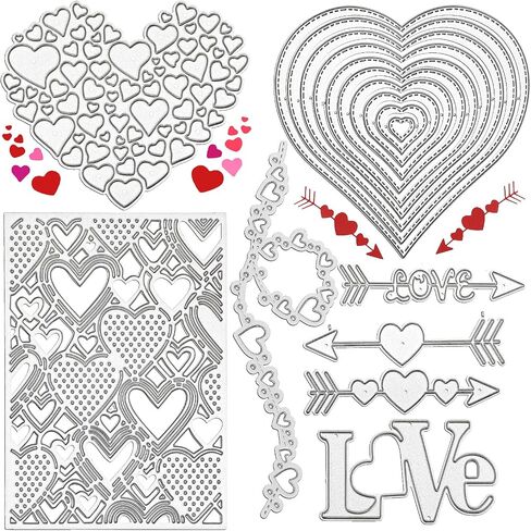 8 Pieces Heart Love Letter Metal Die Cuts Happy Valentine's Day Cutting Dies Stencils for Scrapbooking, Card Making, Photo Album DIY Crafts and Valentine's Day Décor in Saudi Arabia