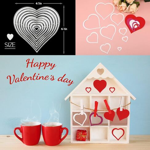 8 Pieces Heart Love Letter Metal Die Cuts Happy Valentine's Day Cutting Dies Stencils for Scrapbooking, Card Making, Photo Album DIY Crafts and Valentine's Day Décor in Saudi Arabia