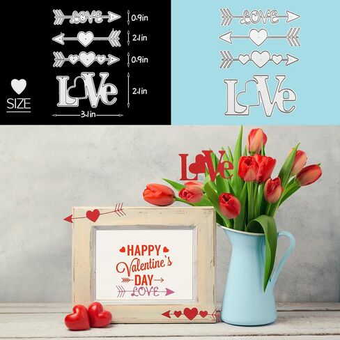 8 Pieces Heart Love Letter Metal Die Cuts Happy Valentine's Day Cutting Dies Stencils for Scrapbooking, Card Making, Photo Album DIY Crafts and Valentine's Day Décor in Saudi Arabia