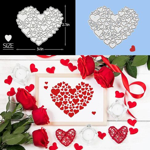8 Pieces Heart Love Letter Metal Die Cuts Happy Valentine's Day Cutting Dies Stencils for Scrapbooking, Card Making, Photo Album DIY Crafts and Valentine's Day Décor in Saudi Arabia