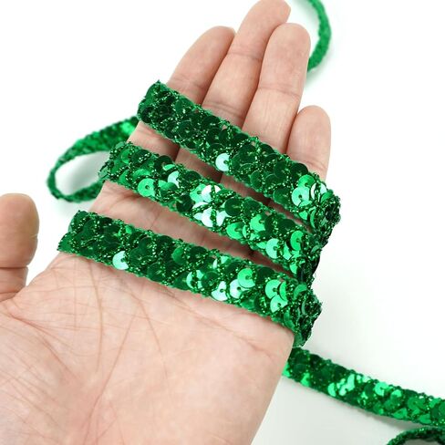 Qililandiy 14 ياردة الترتر الدانتيل تقليم Gimp جديلة شريط الدانتيل بريق الترتر تقليم للحرف الزينة اكسسوارات زي (أحمر) in Kuwait