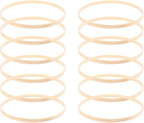 Bamboo Macrame Rings 12pcs Wooden Bamboo Floral Hoop Wreath Macrame Craft Dream Catcher Hoop Rings Round Macrame Rings for DIY Wedding Wreath Decor Wall Hanging Crafts 23cm in Saudi Arabia