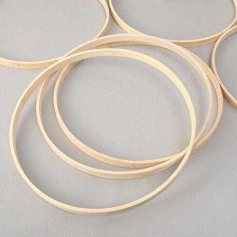 Bamboo Macrame Rings 12pcs Wooden Bamboo Floral Hoop Wreath Macrame Craft Dream Catcher Hoop Rings Round Macrame Rings for DIY Wedding Wreath Decor Wall Hanging Crafts 23cm in Saudi Arabia