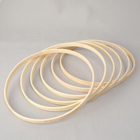 Bamboo Macrame Rings 12pcs Wooden Bamboo Floral Hoop Wreath Macrame Craft Dream Catcher Hoop Rings Round Macrame Rings for DIY Wedding Wreath Decor Wall Hanging Crafts 23cm in Saudi Arabia