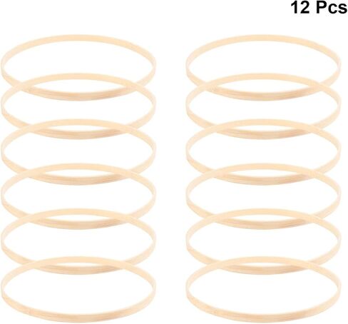 Bamboo Macrame Rings 12pcs Wooden Bamboo Floral Hoop Wreath Macrame Craft Dream Catcher Hoop Rings Round Macrame Rings for DIY Wedding Wreath Decor Wall Hanging Crafts 23cm in Saudi Arabia