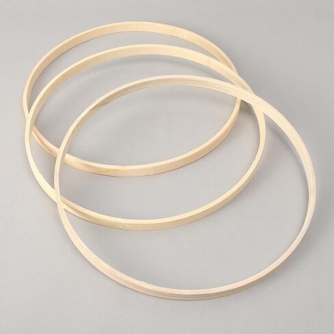 Bamboo Macrame Rings 12pcs Wooden Bamboo Floral Hoop Wreath Macrame Craft Dream Catcher Hoop Rings Round Macrame Rings for DIY Wedding Wreath Decor Wall Hanging Crafts 23cm in Saudi Arabia