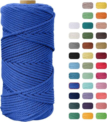 Macrame Cord 4mm, JeogYong 4mm Macrame Cord 109 Yards Natural Cotton Yarn Macrame Rope 4 Strand Twisted Craft Cord Cotton Rope for Wall Hanging Plant Hanger Craft Making in Kuwait