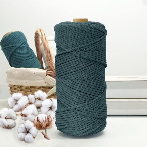 Macrame Cord 4mm, JeogYong 4mm Macrame Cord 109 Yards Natural Cotton Yarn Macrame Rope 4 Strand Twisted Craft Cord Cotton Rope for Wall Hanging Plant Hanger Craft Making in Kuwait