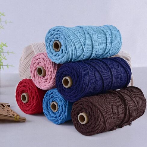 Macrame Cord 4mm, JeogYong 4mm Macrame Cord 109 Yards Natural Cotton Yarn Macrame Rope 4 Strand Twisted Craft Cord Cotton Rope for Wall Hanging Plant Hanger Craft Making in Kuwait