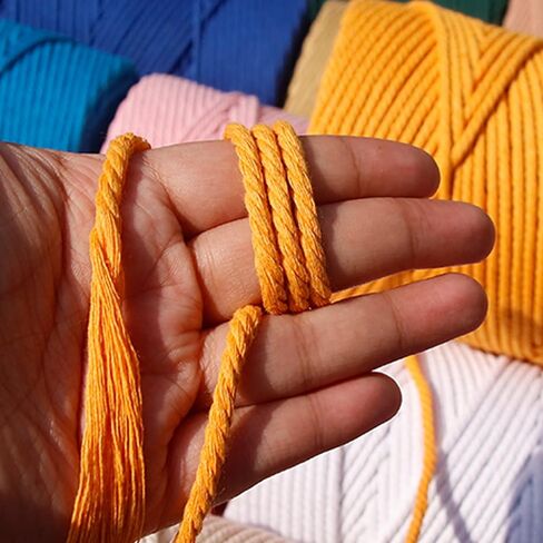 Macrame Cord 4mm, JeogYong 4mm Macrame Cord 109 Yards Natural Cotton Yarn Macrame Rope 4 Strand Twisted Craft Cord Cotton Rope for Wall Hanging Plant Hanger Craft Making in Kuwait