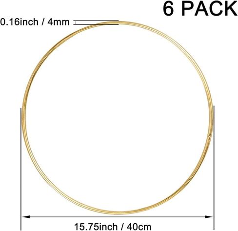 6 حزم 40.64 سم كبير معدن زهري بإكليل مكرام الذهب هوب خواتم هوب لصناع الحرف اليدوية، طوق مكرامي زهري لتزيين الزفاف، جدار معلقة حرفية، ذهبي in Kuwait