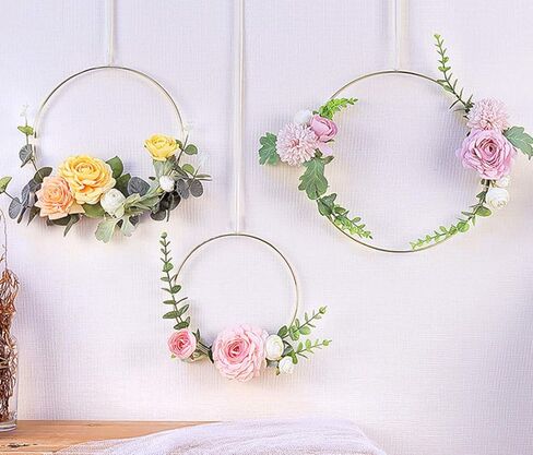 6 حزم 40.64 سم كبير معدن زهري بإكليل مكرام الذهب هوب خواتم هوب لصناع الحرف اليدوية، طوق مكرامي زهري لتزيين الزفاف، جدار معلقة حرفية، ذهبي in Kuwait