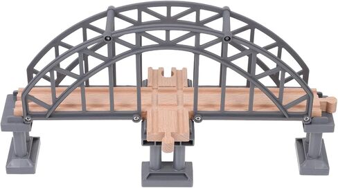 Toyvian Wooden Train Tracks Suspension Bridge Toy Wood Cross Railway Toys Train Scene Layout Props Toy Train Accessory for Kids Toddlers (Grey) Wooden Train Accessories in Kuwait
