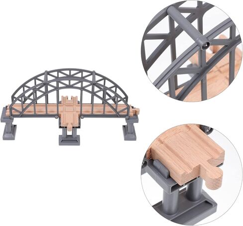 Toyvian Wooden Train Tracks Suspension Bridge Toy Wood Cross Railway Toys Train Scene Layout Props Toy Train Accessory for Kids Toddlers (Grey) Wooden Train Accessories in Kuwait