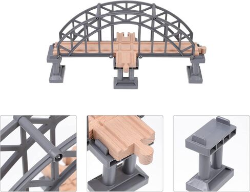 Toyvian Wooden Train Tracks Suspension Bridge Toy Wood Cross Railway Toys Train Scene Layout Props Toy Train Accessory for Kids Toddlers (Grey) Wooden Train Accessories in Kuwait