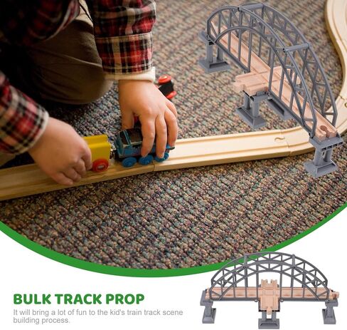 Toyvian Wooden Train Tracks Suspension Bridge Toy Wood Cross Railway Toys Train Scene Layout Props Toy Train Accessory for Kids Toddlers (Grey) Wooden Train Accessories in Kuwait