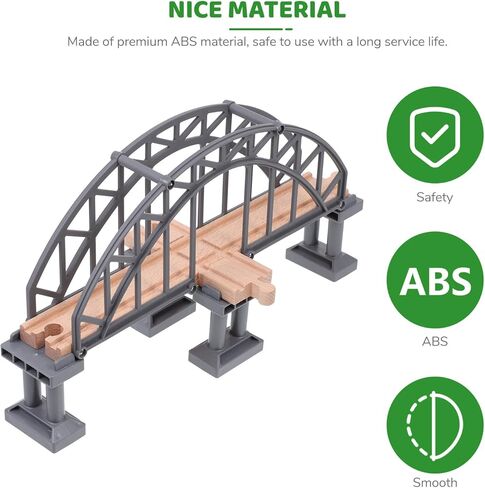 Toyvian Wooden Train Tracks Suspension Bridge Toy Wood Cross Railway Toys Train Scene Layout Props Toy Train Accessory for Kids Toddlers (Grey) Wooden Train Accessories in Kuwait