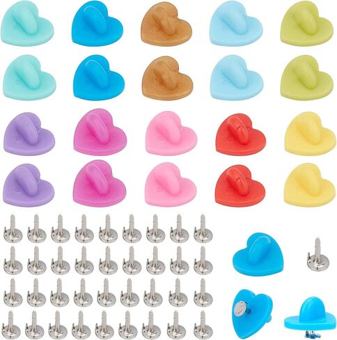 CHGCRAFT 150Pcs 10Colors Plastic Heart Lapel Pin Backs Butterfly Clutch Pin Backings with 150Pcs Brass Tie Tacks Lapel Pin Brooch Findings Rubber Pin for Lapel Pins Jewelry Making and DIY Craft in Saudi Arabia