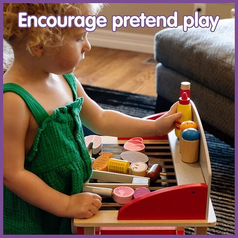 مجموعة لعب SPARK & WOW Grill - لعبة طبخ خشبية للأطفال - 18 نوعًا من الأطعمة والأواني المختلفة - تلهم اللعب التظاهري والخيال بالشواء in Kuwait