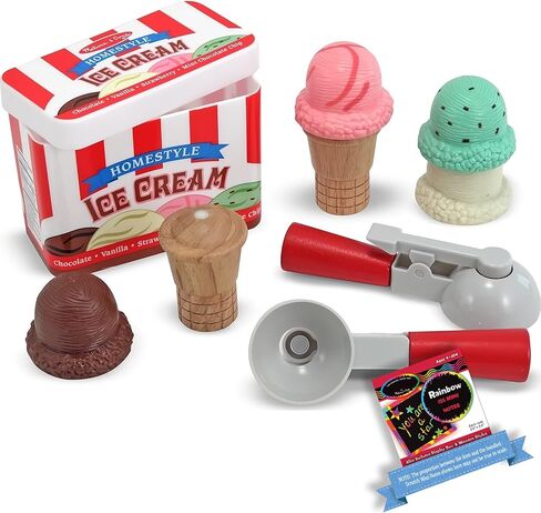 Melissa & Doug Ice Cream Scoop Set: Play Food Set Bundle with 1 Theme Compatible M&D Scratch Fun Mini-Pad (04087) in Saudi Arabia