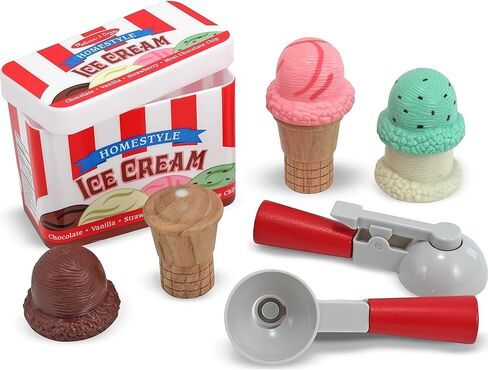 Melissa & Doug Ice Cream Scoop Set: Play Food Set Bundle with 1 Theme Compatible M&D Scratch Fun Mini-Pad (04087) in Saudi Arabia