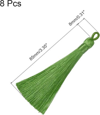 شرابات HARFINGTON المرجعية - 8 قطع 3.66 بوصة شرابة صغيرة ناعمة حريرية مع حلقات لتخرج سلسلة مفاتيح مصنوعة يدويًا من إكسسوارات الحرف اليدوية، أحمر نبيذي in Kuwait