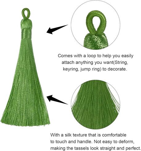 شرابات HARFINGTON المرجعية - 8 قطع 3.66 بوصة شرابة صغيرة ناعمة حريرية مع حلقات لتخرج سلسلة مفاتيح مصنوعة يدويًا من إكسسوارات الحرف اليدوية، أحمر نبيذي in Kuwait