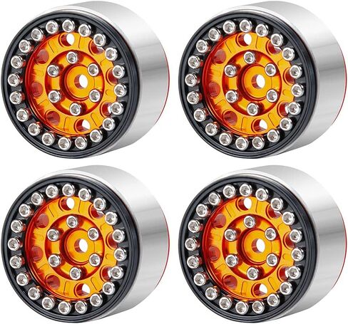 4pcs Alloy 1/24 RC Beadlock Wheel Rims for 1:24 Axial SCX24 AXI90081 AXI00001 AXI00002 RC Crawler Car (Orange) in Saudi Arabia