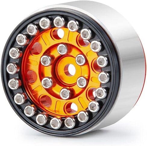 4pcs Alloy 1/24 RC Beadlock Wheel Rims for 1:24 Axial SCX24 AXI90081 AXI00001 AXI00002 RC Crawler Car (Orange) in Saudi Arabia
