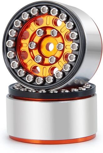 4pcs Alloy 1/24 RC Beadlock Wheel Rims for 1:24 Axial SCX24 AXI90081 AXI00001 AXI00002 RC Crawler Car (Orange) in Saudi Arabia