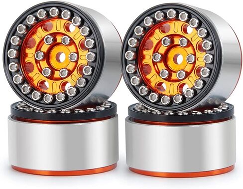 4pcs Alloy 1/24 RC Beadlock Wheel Rims for 1:24 Axial SCX24 AXI90081 AXI00001 AXI00002 RC Crawler Car (Orange) in Saudi Arabia