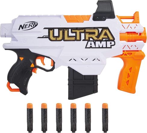 NERF Ultra Amp Motorized Blaster, 6-Dart Clip, 6 Ultra Darts, Compatible Only Ultra Darts in Saudi Arabia
