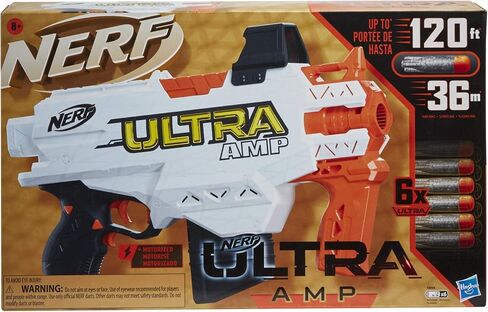 NERF Ultra Amp Motorized Blaster, 6-Dart Clip, 6 Ultra Darts, Compatible Only Ultra Darts in Saudi Arabia