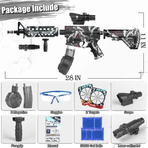 Gel Ball Blaster Automatic with 20,000 Rounds, Electric Gel Splat Toy with Drum& Mag and Goggles in Saudi Arabia