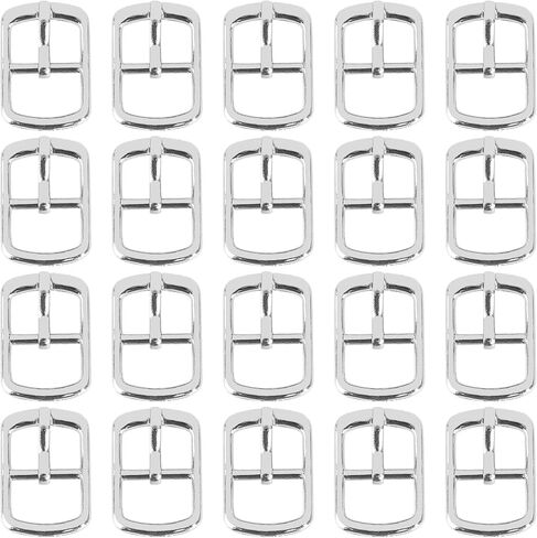 Framendino, 20 Pack Silver Rectangular Metallic Single Prong Pin Shoes Buckles Metal Roller Buckles Hardware Pin Buckle for Shoes Bags Leather Belt in Kuwait