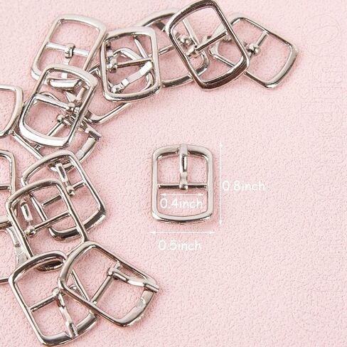 Framendino, 20 Pack Silver Rectangular Metallic Single Prong Pin Shoes Buckles Metal Roller Buckles Hardware Pin Buckle for Shoes Bags Leather Belt in Kuwait