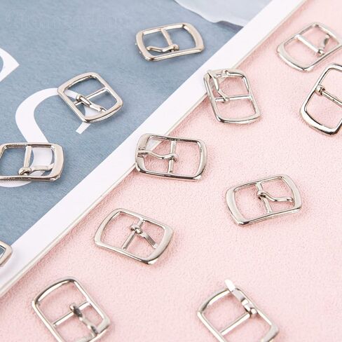 Framendino, 20 Pack Silver Rectangular Metallic Single Prong Pin Shoes Buckles Metal Roller Buckles Hardware Pin Buckle for Shoes Bags Leather Belt in Kuwait